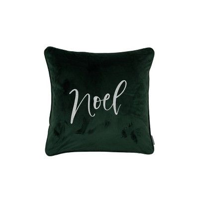 18"x18" Noel Embroidered Velvet Square Throw Pillow Teal Green - Evergrace | Target