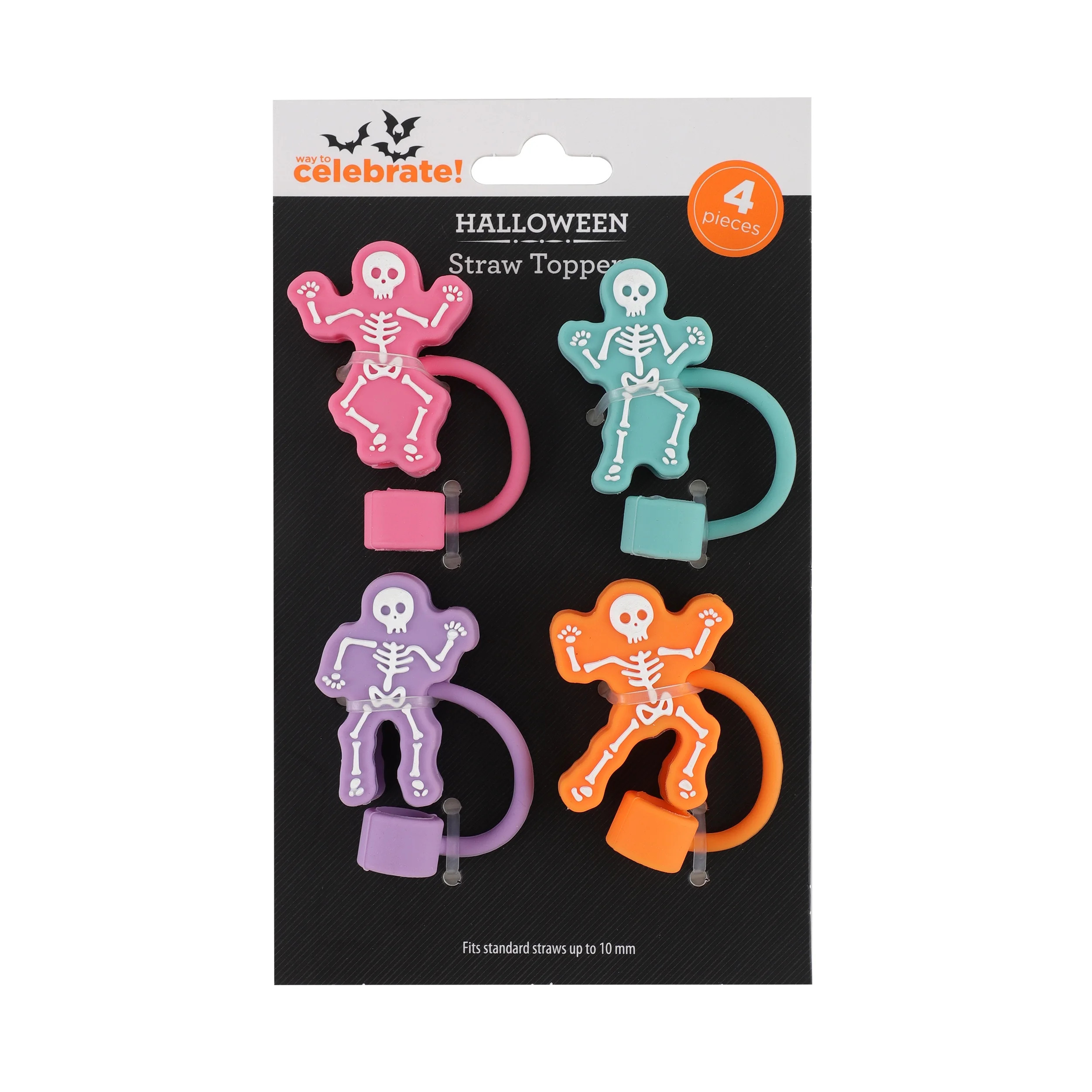 WAY TO CELEBRATE 4 PIECE STRAW TOPPER SET PDQ-SKELETON | Walmart (US)