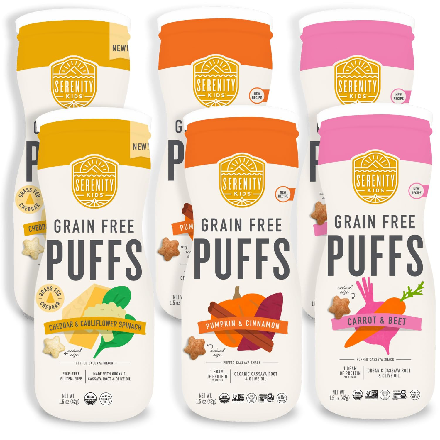 Serenity Kids 6+ Months Grain-Free Toddler & Baby Puffs - No Added Sugar - No Gluten or Rice - BP... | Amazon (US)