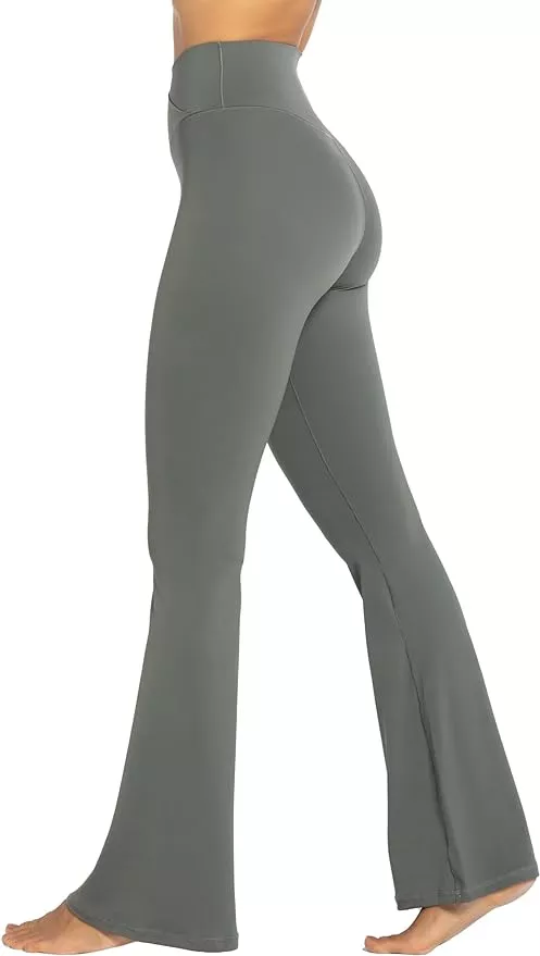 ZHAGHMIN Grey Flare Leggings Womens Length Full Casual Pants Flare