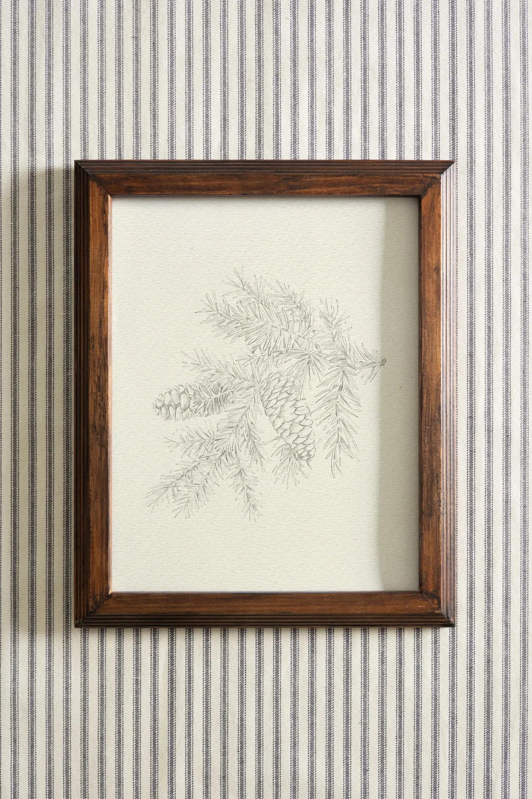 Winter Fir Tree Branch Botanical Hand Drawn Original Art Print | Vintage Wall Art Decor (printabl... | Etsy (US)