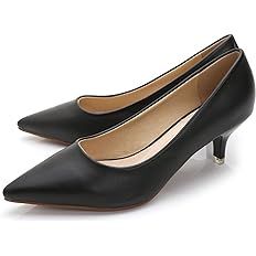 Women's Low Kitten Heel Pumps Classic Fashion Dress Pumps Simple Heeled Shoes for Office Work | Amazon (US)