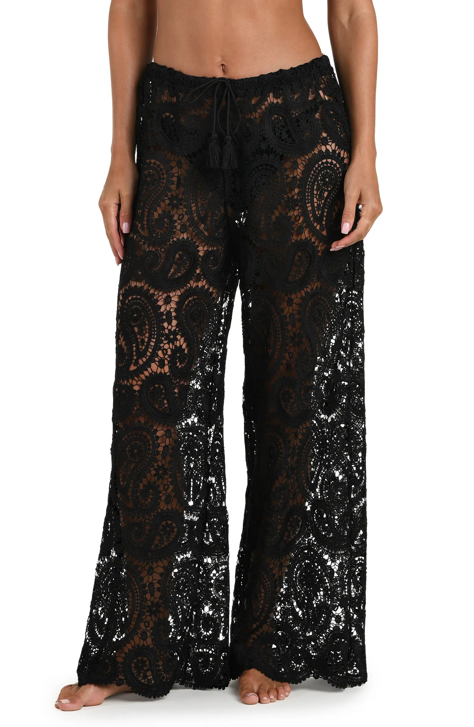 L'AGENCE Geraldine Lace Wide Leg Cover-Up Pants | Nordstrom | Nordstrom
