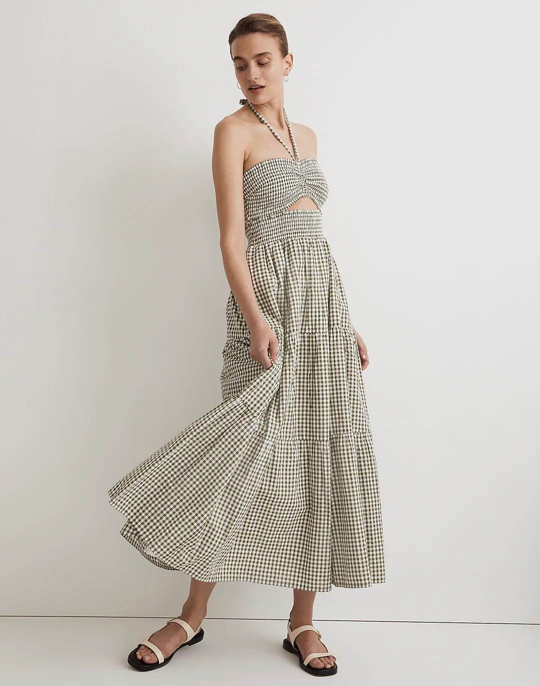 Modular Halter Midi Dress in Gingham | Madewell