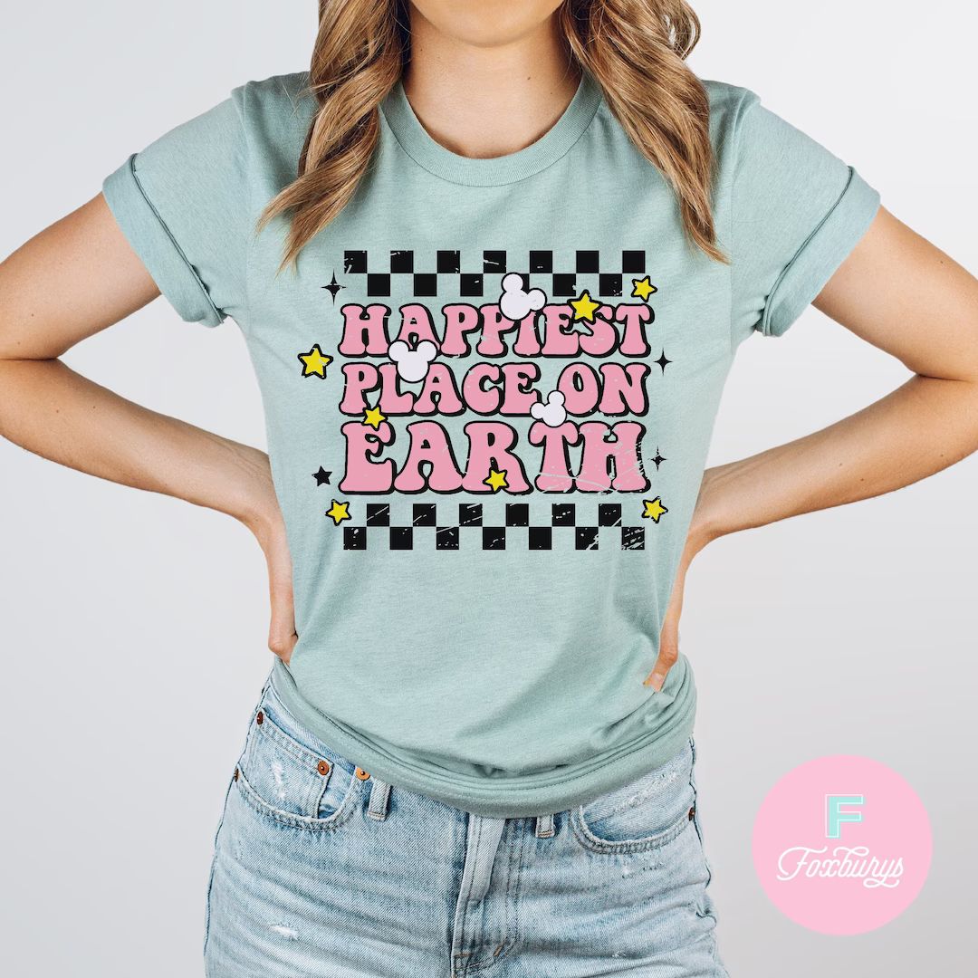 Retro Happiest Place On Earth Shirt, Retro Disneyland Shirt, Disney Shirt, Youth Disney Shirt, Co... | Etsy (US)