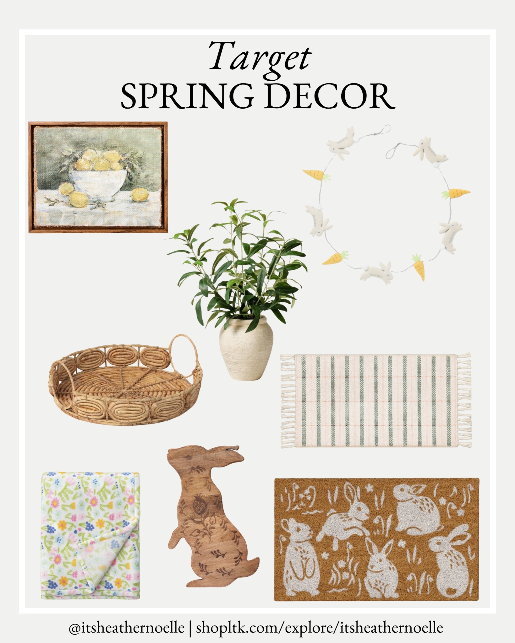 Fresh spring decor finds from Target that make your home feel light, cozy, and ready for the season. 🐰


Target spring decor, spring home decor, neutral spring decor, Easter home decor, bunny decor, woven basket tray, spring wall art, faux potted plant, striped spring rug, floral throw blanket, spring entryway decor, cottage style decor, modern farmhouse spring, seasonal home refresh

#LTKHome
#LTKSeasonal
#LTKEaster
#TargetFinds
#SpringDecor
#NeutralHome
#EasterDecor

#LTKSeasonal #LTKHome