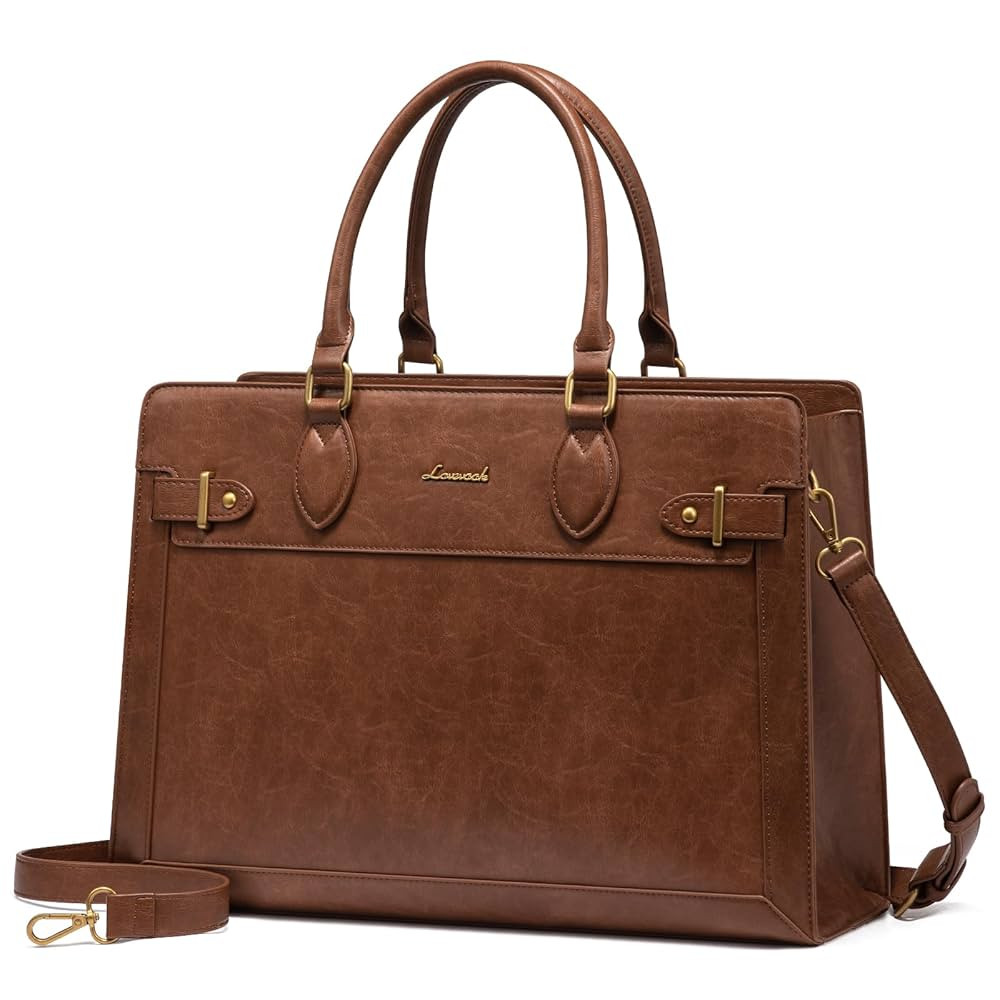 LOVEVOOK Laptop Bag for Women, 15.6 Inch Large PU Leather Tote Bag, Professional Teacher Work Bag... | Amazon (US)