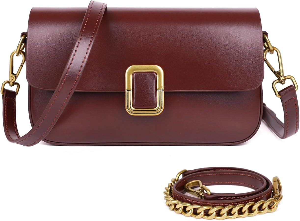 Leather Should Bags for Women, Leather Crossbody Purse with Removable Adjustable Strap | Amazon (US)