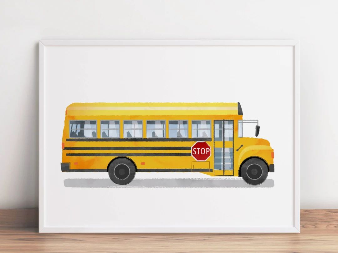 School Bus Print, Transportation Art, Car Art Decor, Printable Transport Poster, Vehicle Prints, ... | Etsy (US)