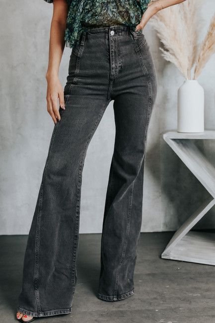 Free People Florence Black Coal Flare Jeans | Magnolia Boutique
