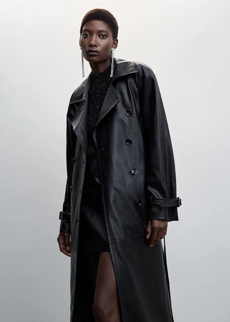 Leather-effect trench coat | MANGO (US)