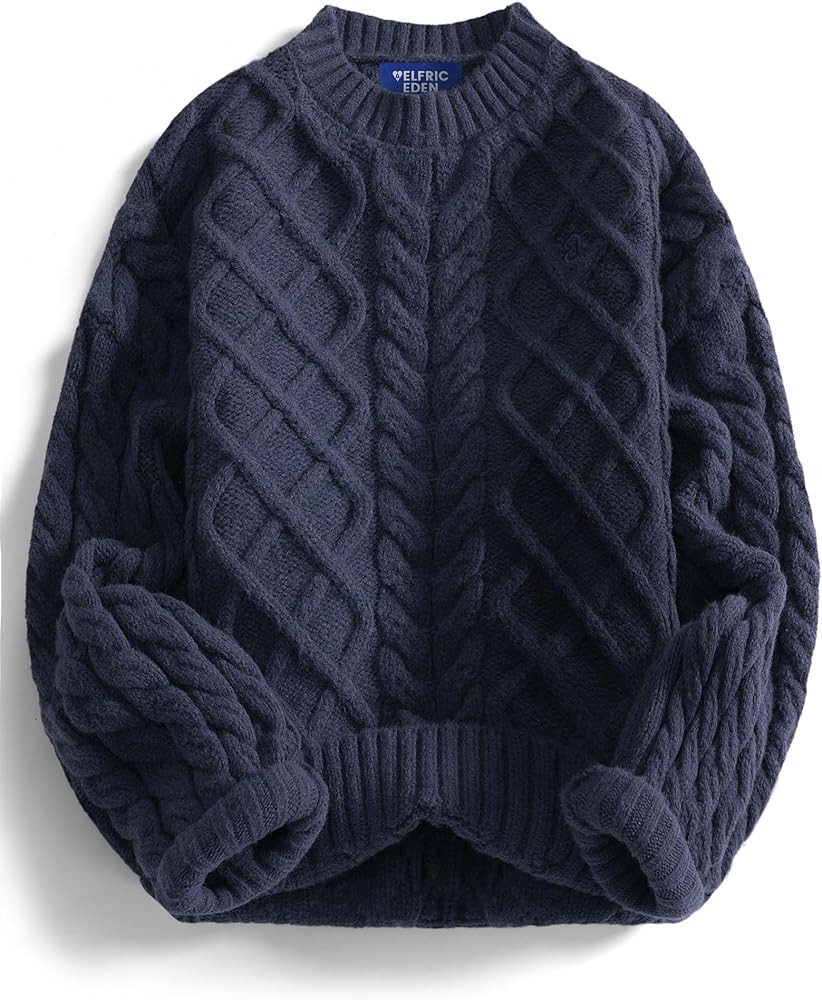 Aelfric Eden Womens Oversized Sweaters 2025 Cable Knit Chunky Sweater Lantern Sleeve Crewneck Pul... | Amazon (US)