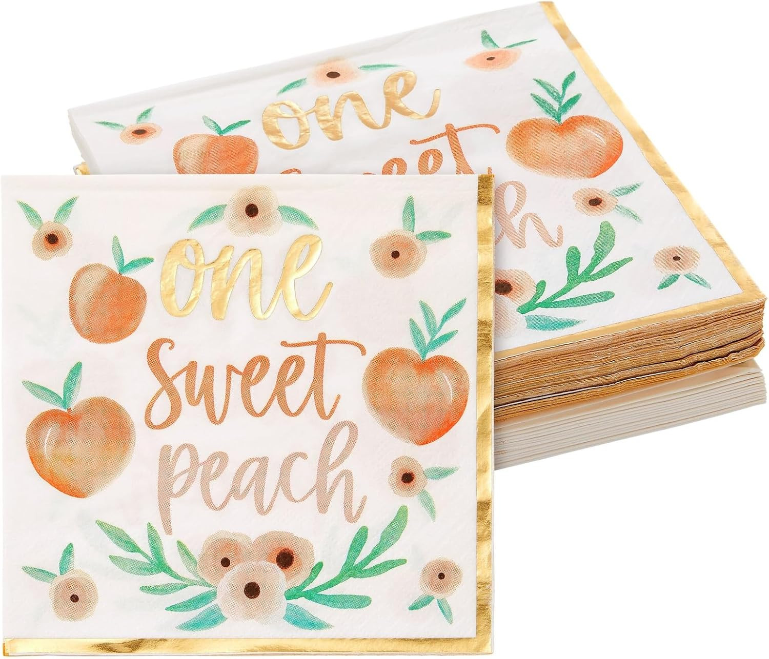 Sparkle and Bash 50 Pack One Sweet Peach Paper Napkins for Baby Shower & Birthday Party Supplies ... | Amazon (US)