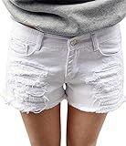 onlypuff Frayed Denim Shorts for Women White Pockets Summer High Waist Jean Shorts XXL | Amazon (US)