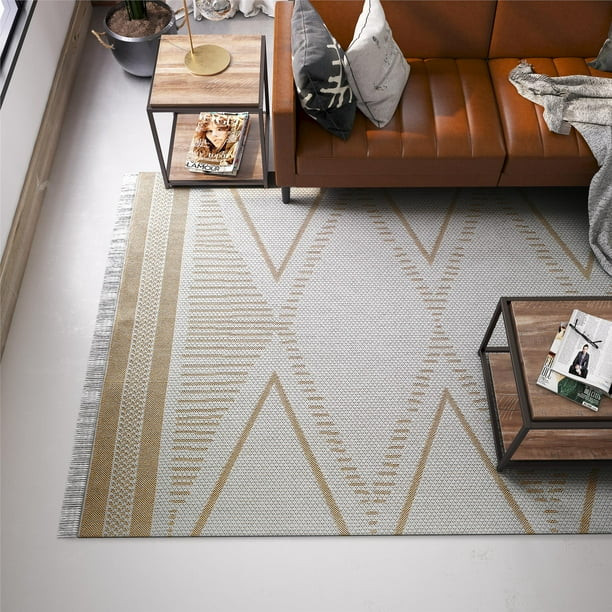 Queer Eye Wimberly Minimalist Eco-Friendly Area Rug, 5'3" x 7'0", Ivory/Tan | Walmart (US)