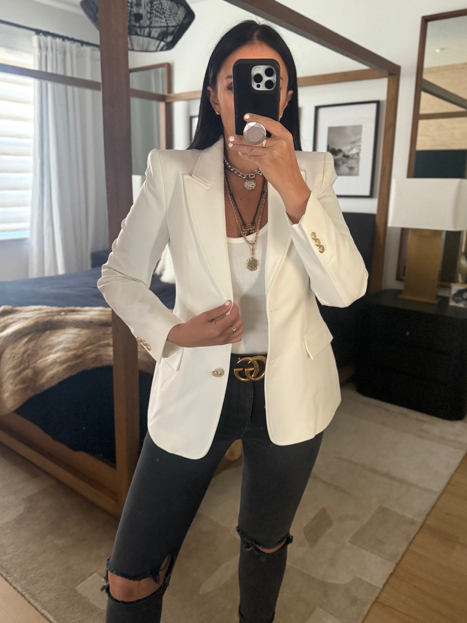 Reiss Tank Top. Fitted Shoulder Pad Blazer wearing size small. 
