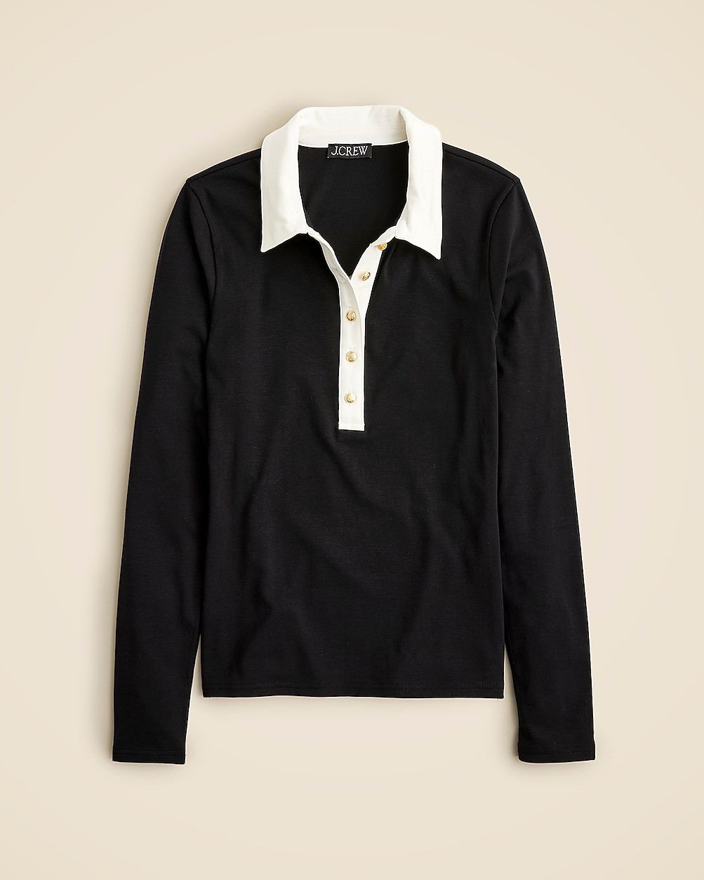 Long-sleeve polo-style top in refined rib | J. Crew US
