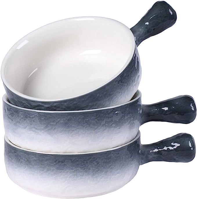 AQUIVER 21 Oz French Onion Soup Bowls - Porcelain Water Ripple Relief Textured - for Tortilla Sou... | Amazon (US)