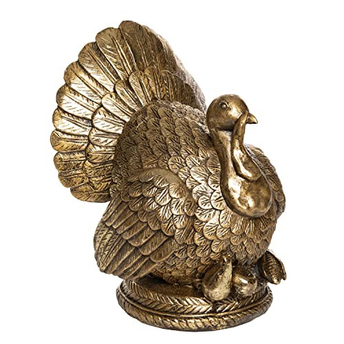 One Holiday Way 8-Inch Decorative Gold Wild Turkey Tabletop Figurine - Elegant Animal Mantel Figure - Fall Harvest Home Decor, Thanksgiving Table Centerpiece Statue, Hunting Party Decorations | Amazon (US)