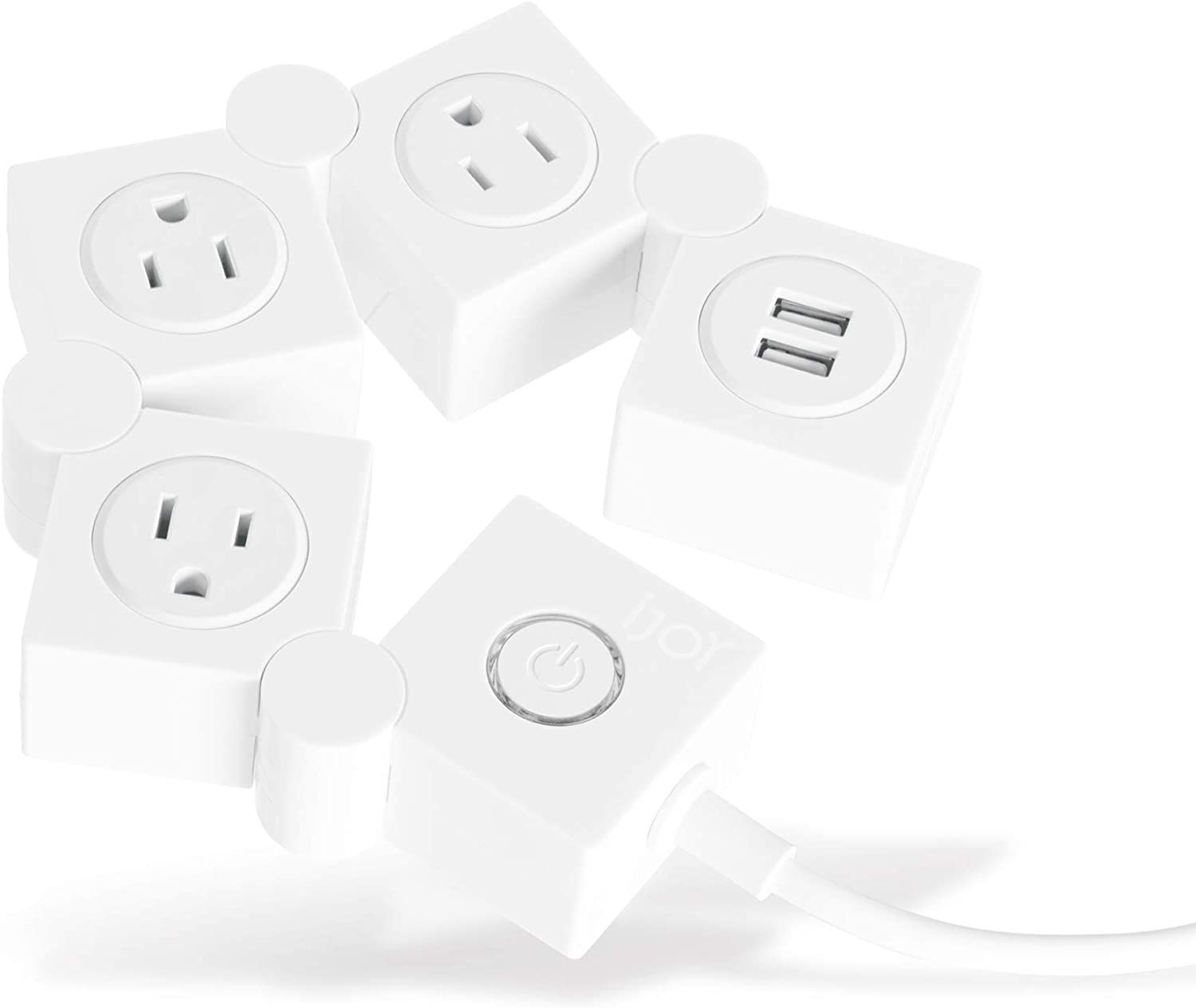 iJoy Decorative Surge Protector- 3 AC Outlets and 2 USB Charging Ports with 5 Ft Extension Cord- ... | Amazon (US)