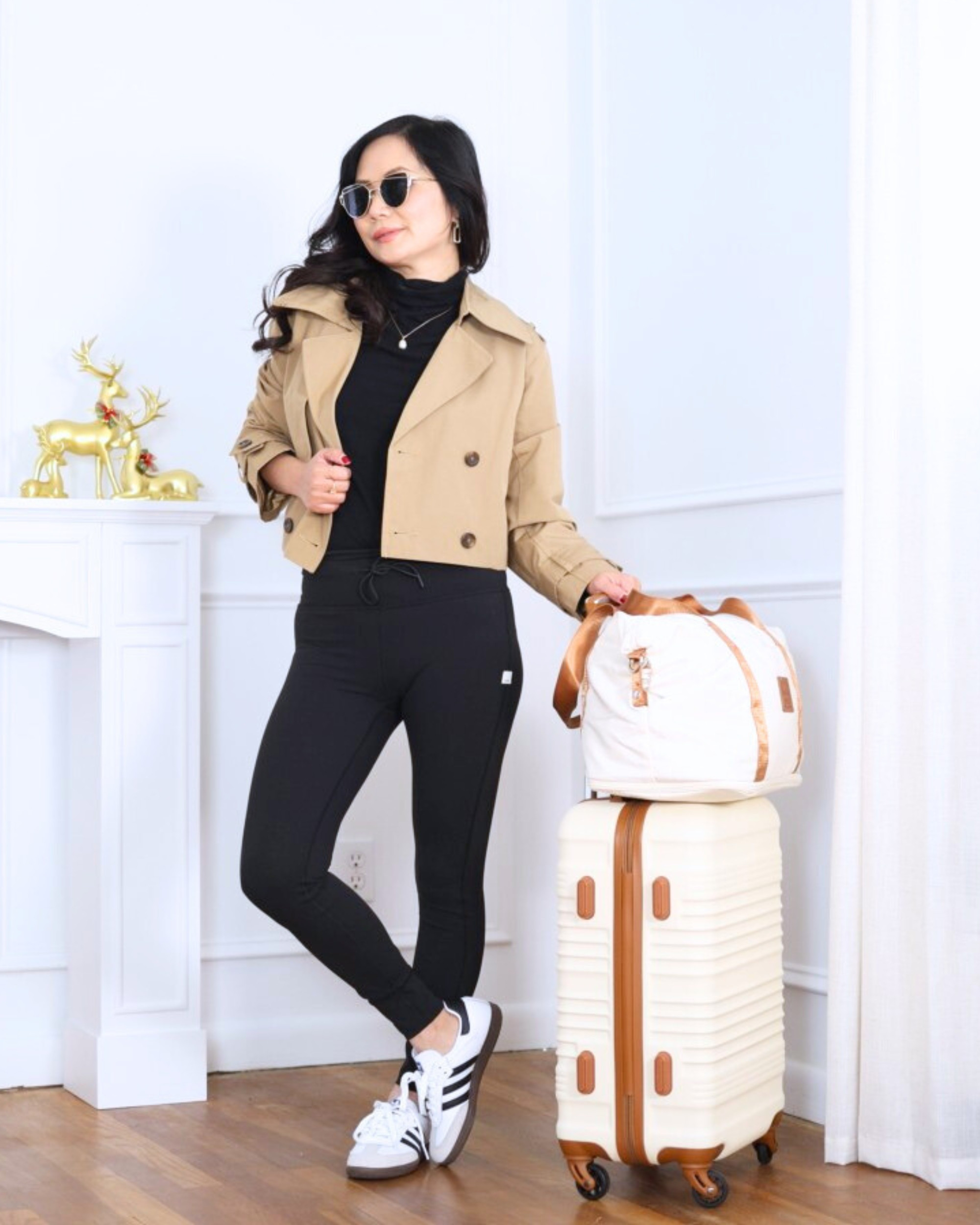Comfort-first but still polished — this cropped trench layered over a black turtleneck with leggings and sneakers is my go-to travel outfit. Easy to move in, effortless to style, and perfect for long days on the go without sacrificing a put-together look. I’m 5’2, wearing size XS.

#LTKootd #LTKOver40 #LTKPetite