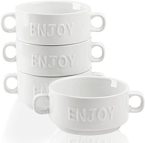 Soup Bowls with Handle, Buyajuju 21 Ounce French Onion Soup Crocks, Oven Safe Soup Mugs for Chili, C | Amazon (US)