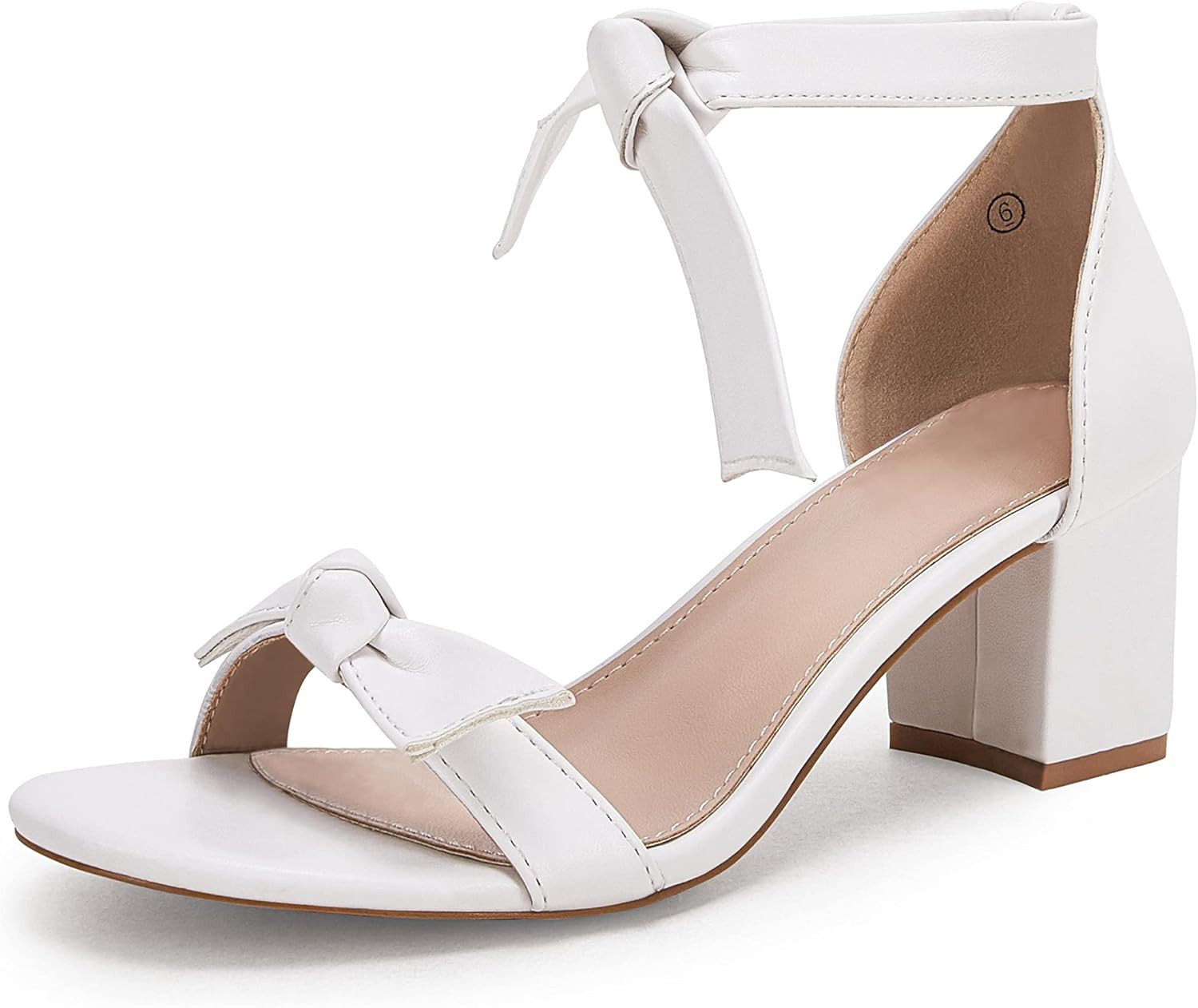 Coutgo Womens Bowknot Ankle Strap Heeled Sandals Mid Block Heel Round Open Toe Summer Wedding Dre... | Amazon (US)