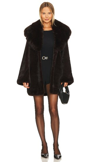 Faux Fox & Mink Coat in Brown | Revolve Clothing (Global)