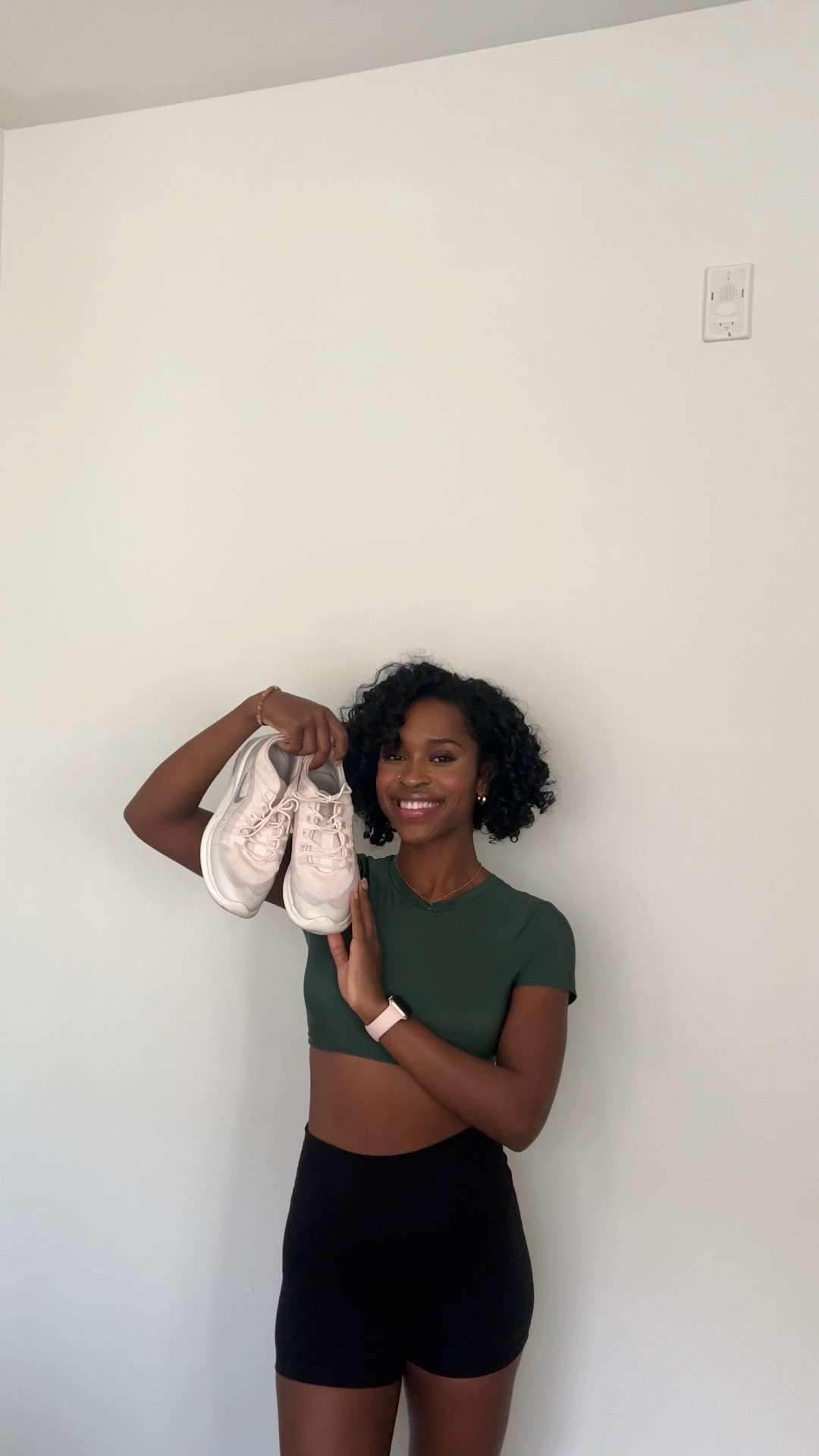 The cutest workout fit with a sporty crop top, black biker shorts, and Nike running shoes #LTKfinds #LTKfit #LTKstyletip #workoutset #workoutoutfit

#LTKstyletip #LTKFind #LTKfit