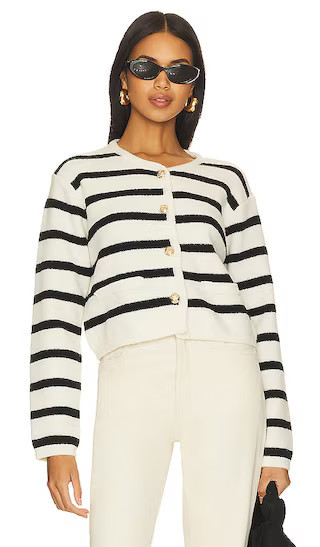 Line & Dot Benni Stripe Cardigan in Black,Ivory. - size M | Revolve Clothing (Global)