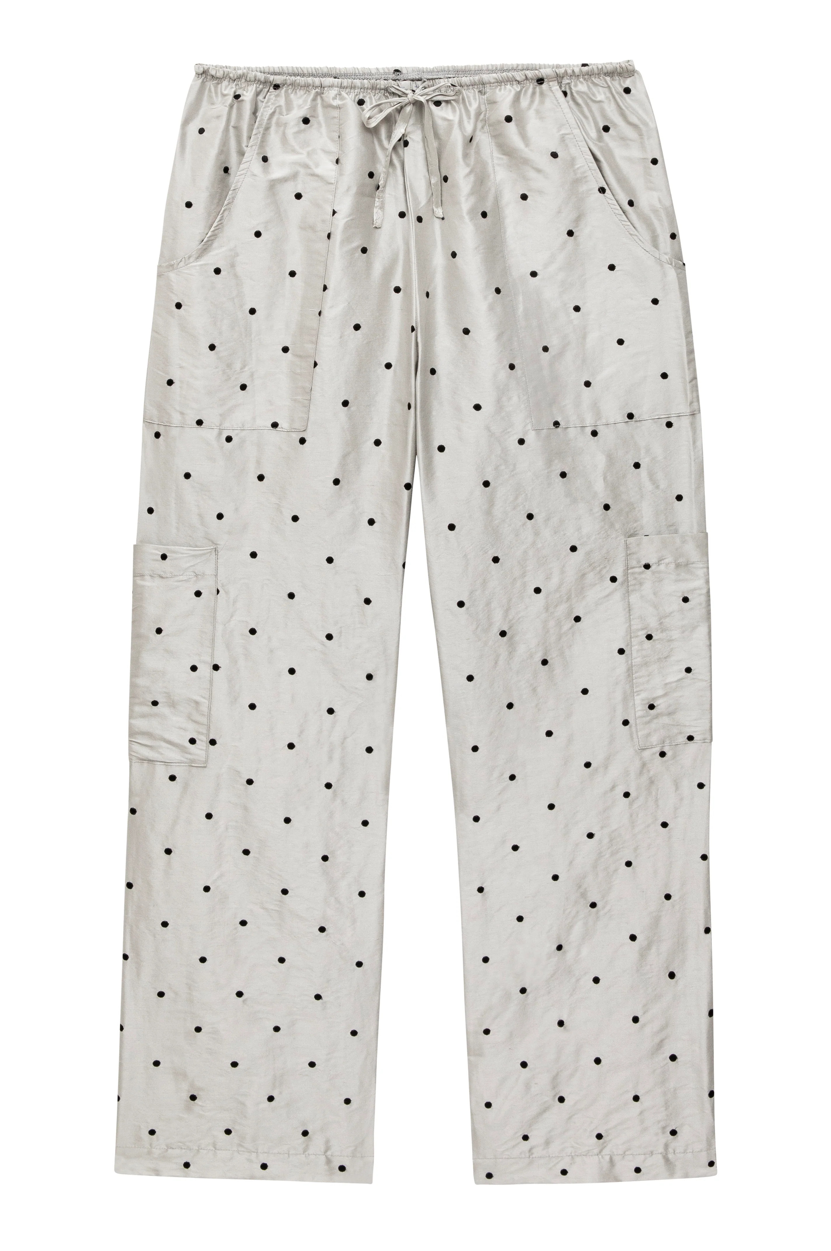 Jet Polka Dot Silk Taffeta Cargo Pant \u2013 DONNI. | 100% Silk Taffeta | DONNI.
