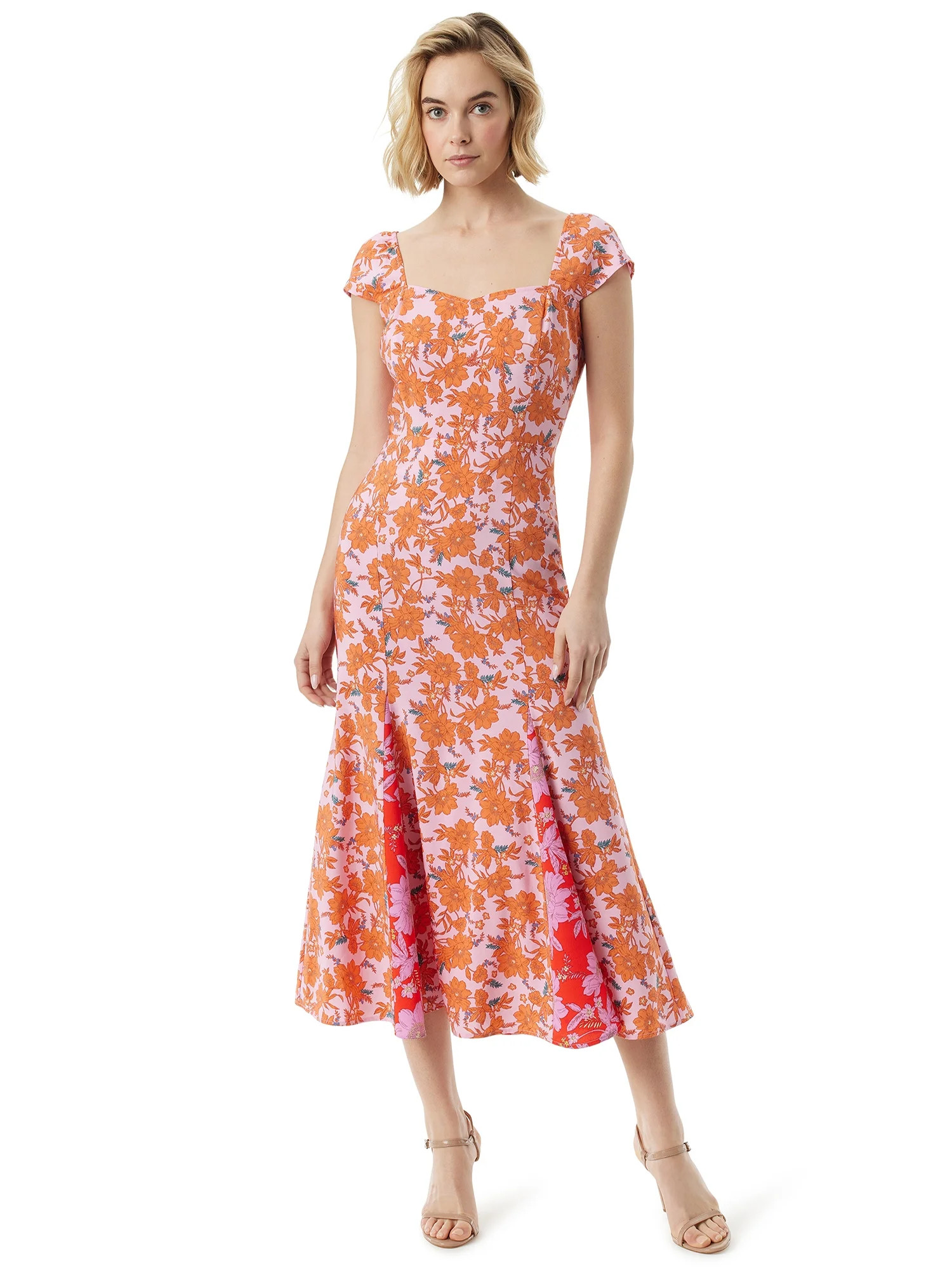 Jessica Simpson Women's and Women's Plus Flare Cap Sleeve Dress | Walmart (US)