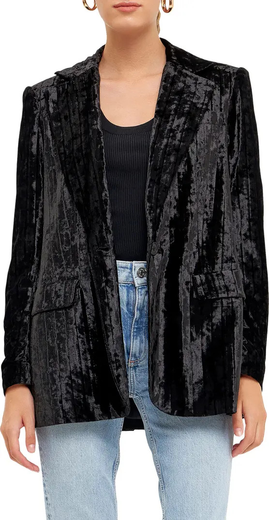 Pleated Crushed Velvet Blazer | Nordstrom