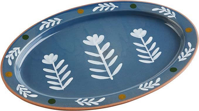 Mud Pie Oval Floral Dot Platter, 11' x 16',Blue | Amazon (US)
