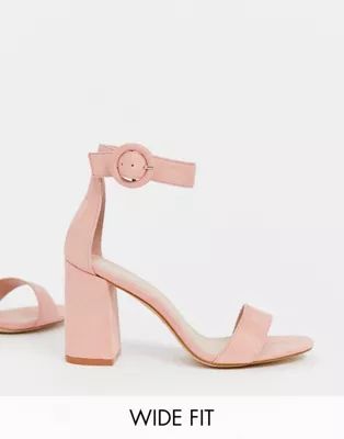 RAID Wide Fit Genna blush block heeled sandals | ASOS (Global)
