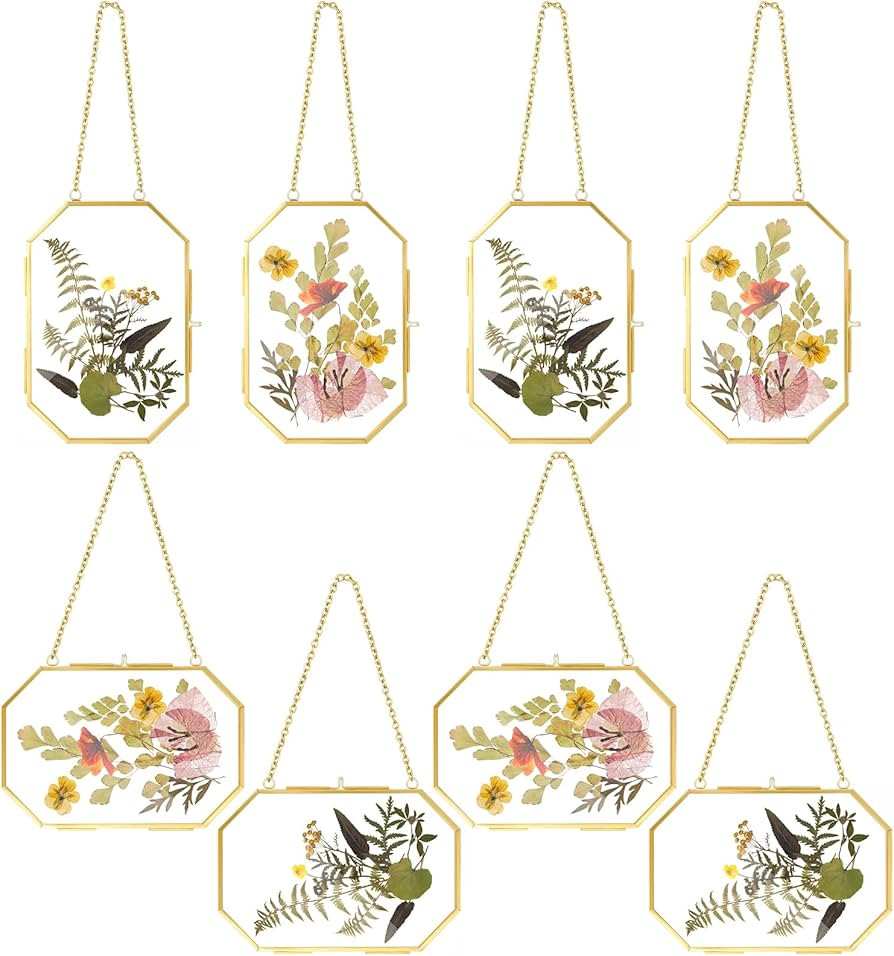 Spiareal 8 Pcs Octagon Glass Pressed Flower Frame 5 x 7 inches Double Clear Hanging Floating Fram... | Amazon (US)