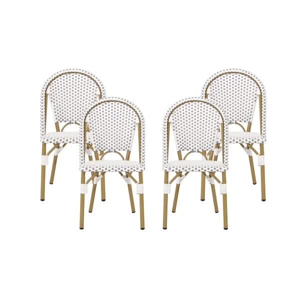 GDF Studio Brandy Outdoor French Bistro Chairs, Set of 4, Gray, White, and Bamboo Finish - Walmar... | Walmart (US)