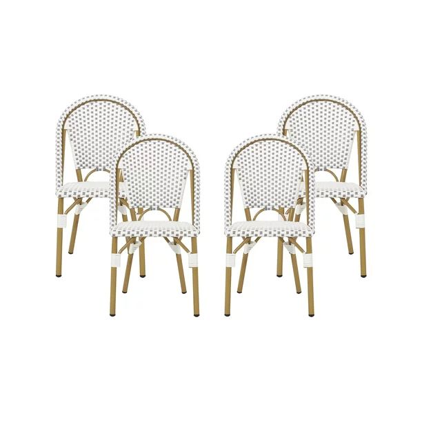 GDF Studio Brandy Outdoor French Bistro Chairs, Set of 4, Gray, White, and Bamboo Finish - Walmar... | Walmart (US)