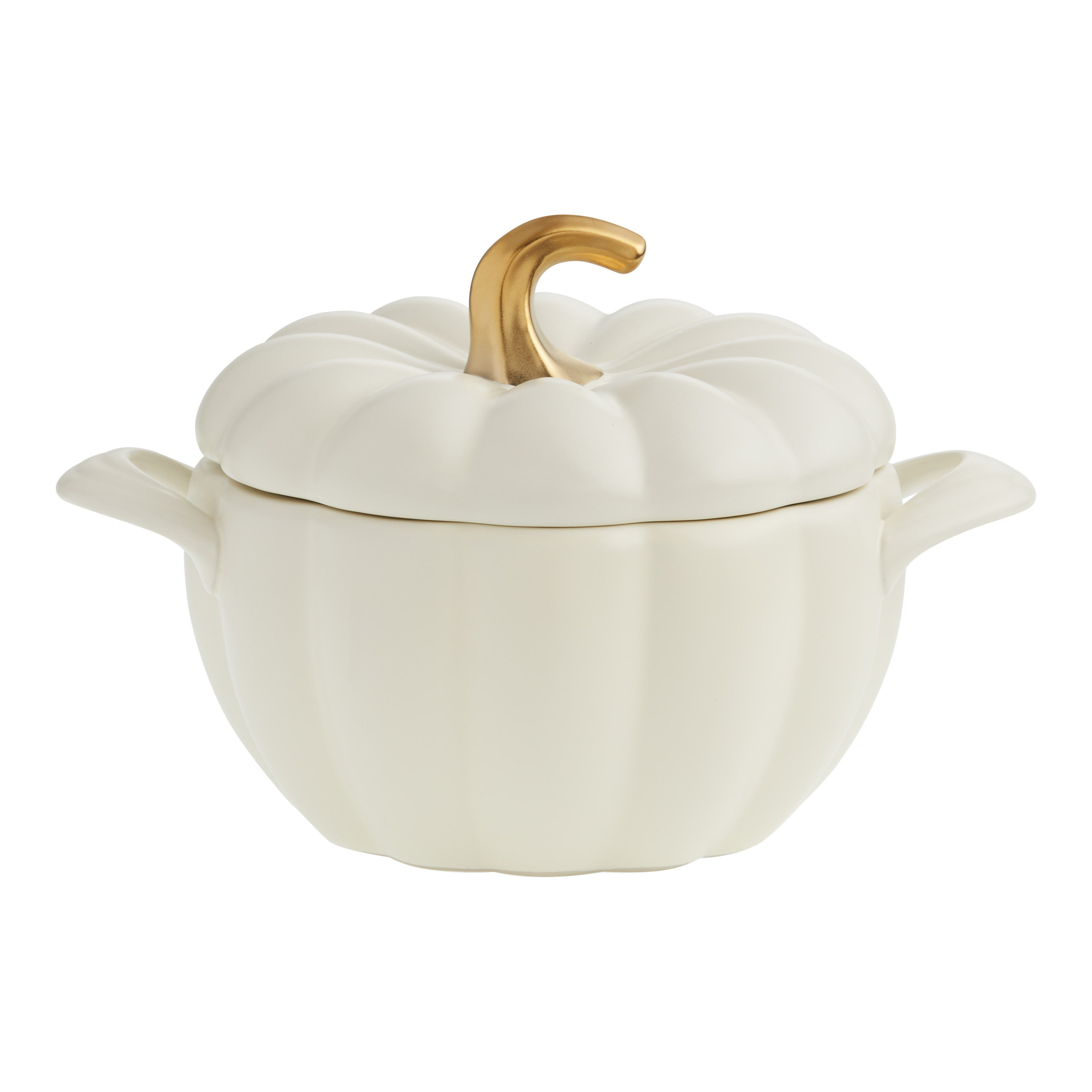 Round Ceramic Pumpkin Casserole with Lid | World Market