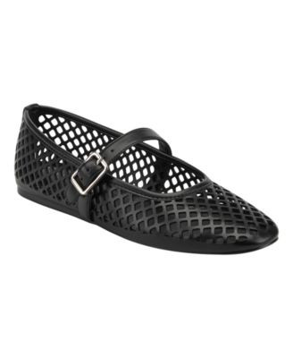 Marc Fisher Women's Baina Mesh Mary Jane Dress Flats - White | Macy's