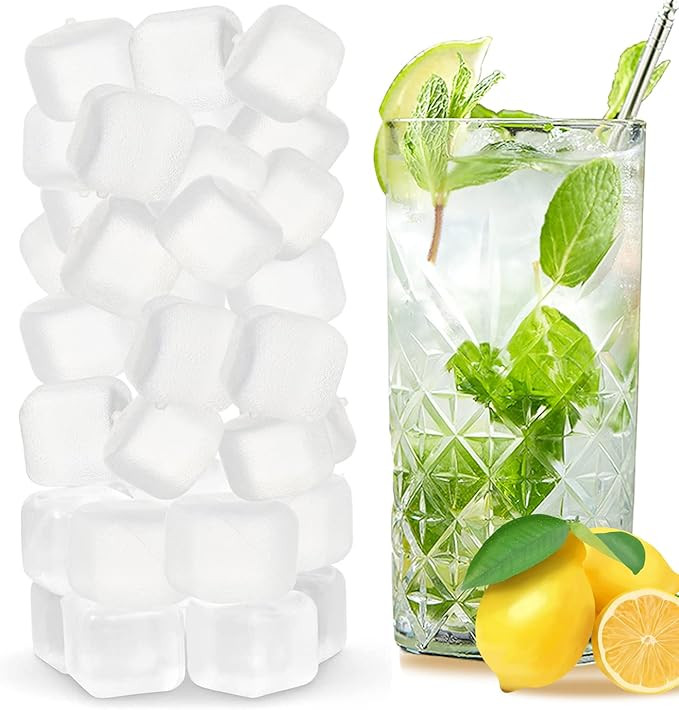 Reusable Ice Cubes for Drinks, 100 Pack Refreezable Plastic Ice Cubes BPA Free for Cocktails, Chi... | Amazon (US)