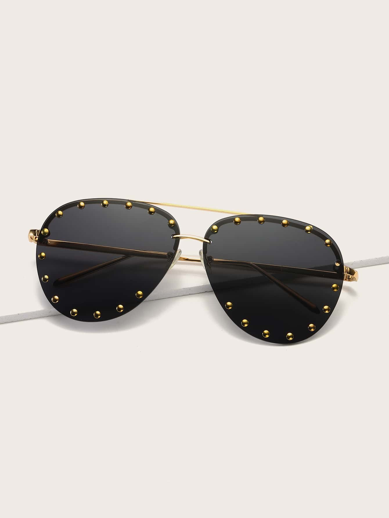 Studded Decor Aviator Sunglasses | SHEIN