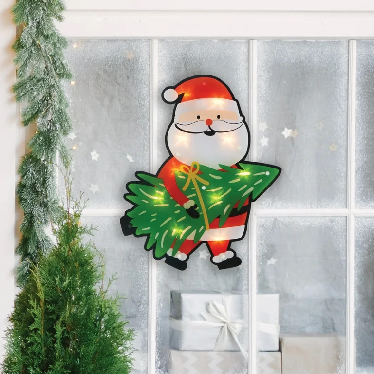 Holiday Time Lighted Shimmer Santa, 16.25" - Walmart.com | Walmart (US)