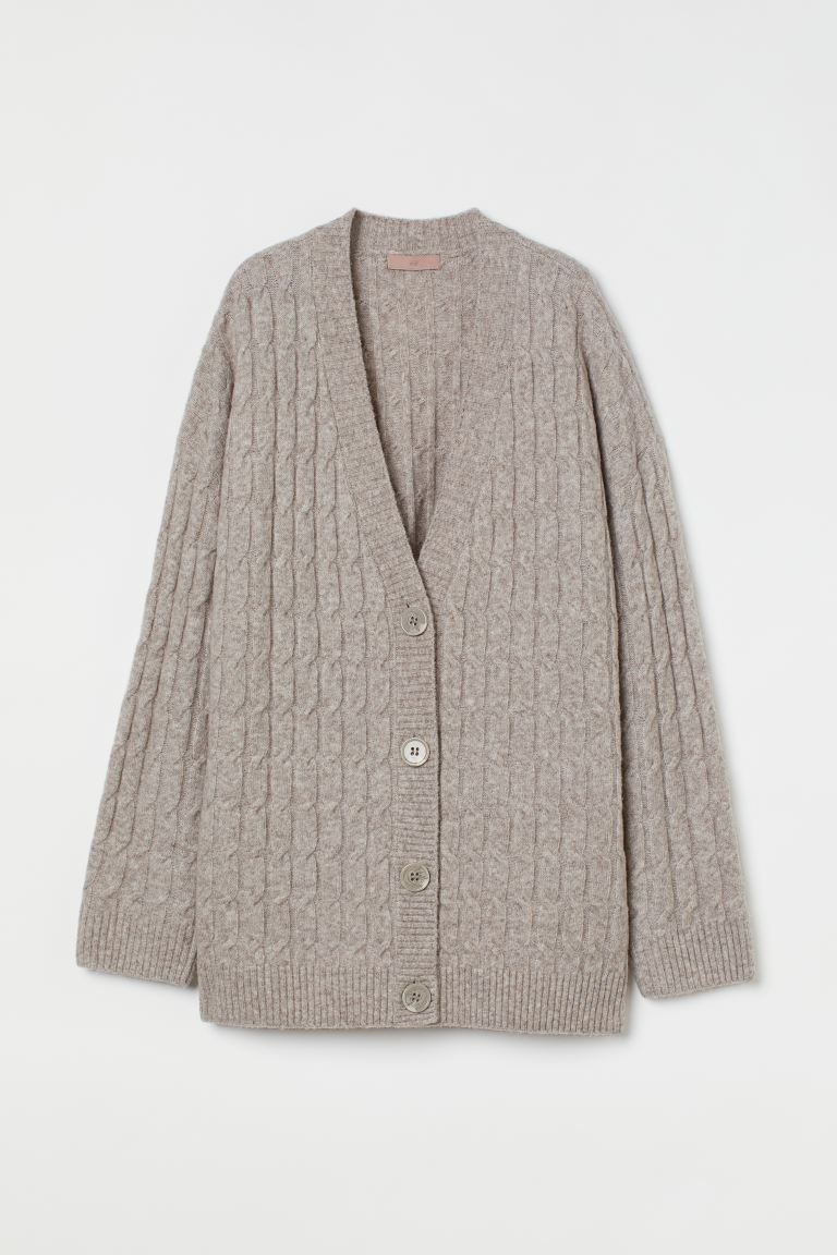 Cable-knit Wool-blend Cardigan | H&M (US + CA)