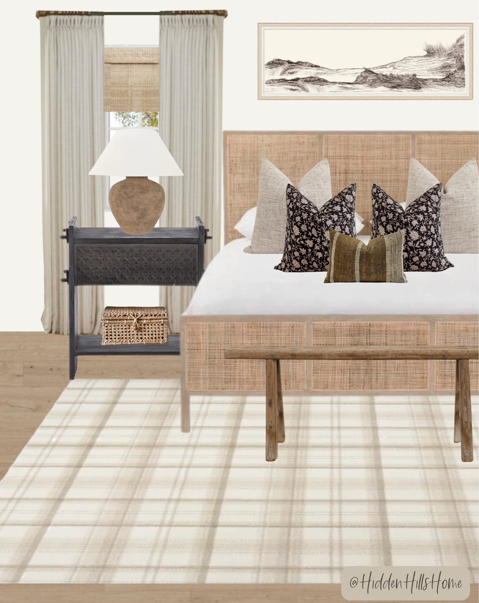 Cozy master bedroom decor mood board! Bedroom decor ideas, bedroom inspiration, home decor, bedroom rug, cane bed, organic modern bed #bedroom

#LTKHome #LTKSaleAlert #LTKSeasonal