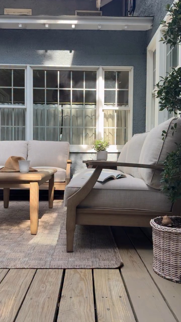 This little corner of our deck was completely dead space. Now? We don’t want to leave.

It’s amazing how one seating area can completely change the way you use your home. What was once a pass-through spot has quickly become our favorite place to end the day, enjoy a slow weekend morning, or watch the sunset with a drink in hand.

It’s definitely not finished yet, though! I’d love your input. What would you add to make this space feel even more inviting?

Comment SHOP for all of the sources in the meantime.

#traditionalhome #nancymeyers #outdoorliving #deckfurniture #coastalhome