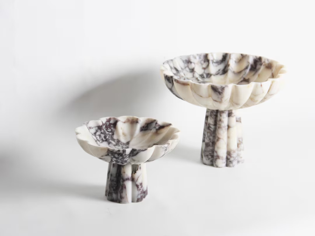 Calacatta Viola Marble Scallop Pedestal Bowl, Elegant Decorative Bowl, Unique House Warming Gift,... | Etsy (US)