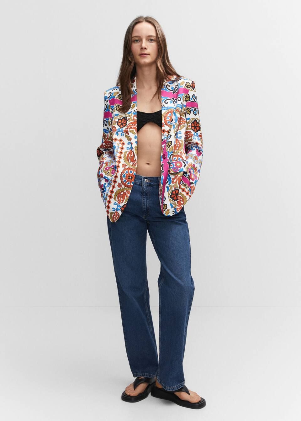 Satin printed blazer | MANGO (US)