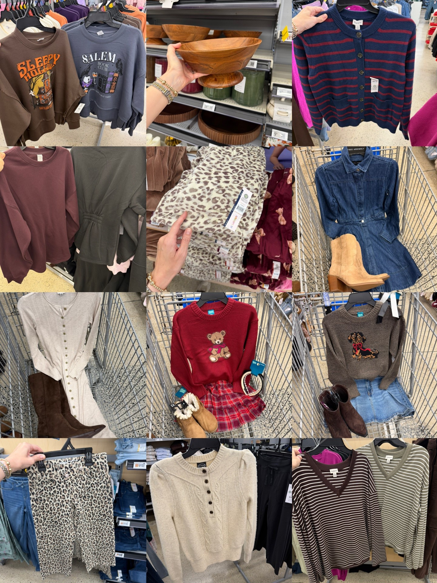 New Walmart finds I’m loving include the $10 velour pajama pants (go up one size), stripe cardigan, cinch waist sweatshirt, barrel sweatpants and teddy bear sweaters for girls! #walmartfashion