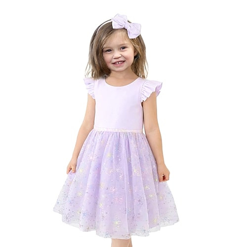 Lilt Little Girls Flutter Sleeveless A-Line Dress, 4, Purple | JCPenney